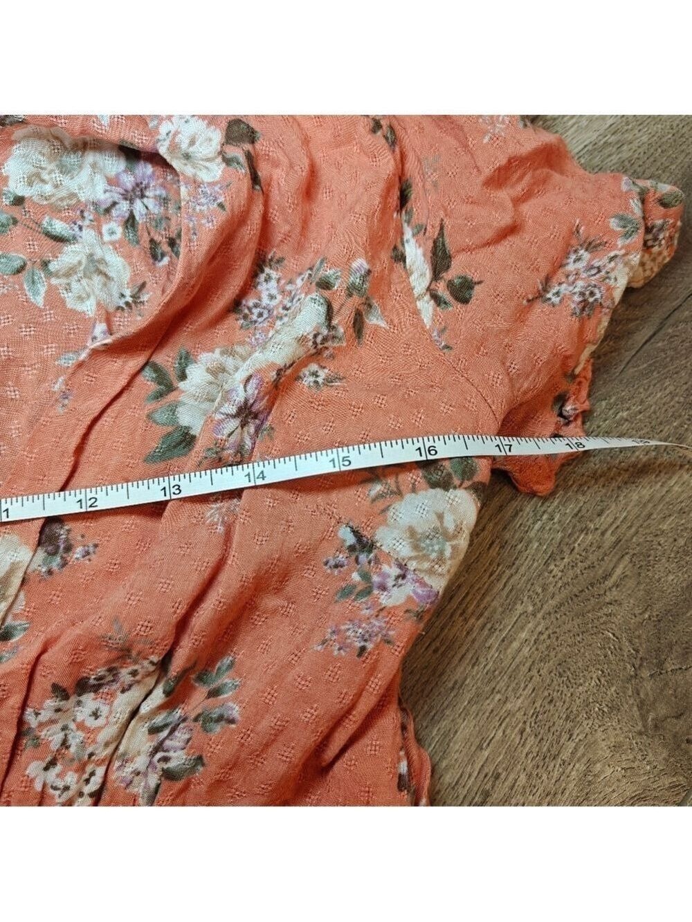 Sadie & Sage Rust Floral Wrap Mini Dress Ruffle Sleeve Boho Small 0522 - Picture 6 of 7